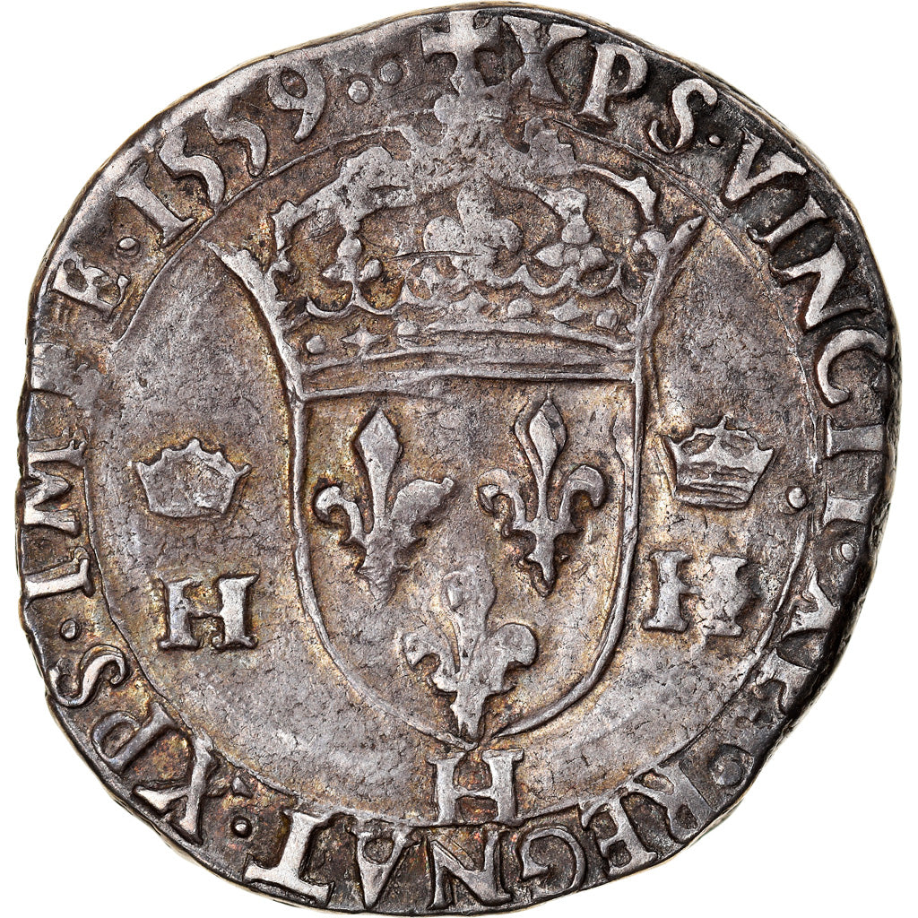 Münze, Frankreich, Henri II, Teston, 1559, La Rochelle, SS, Silber