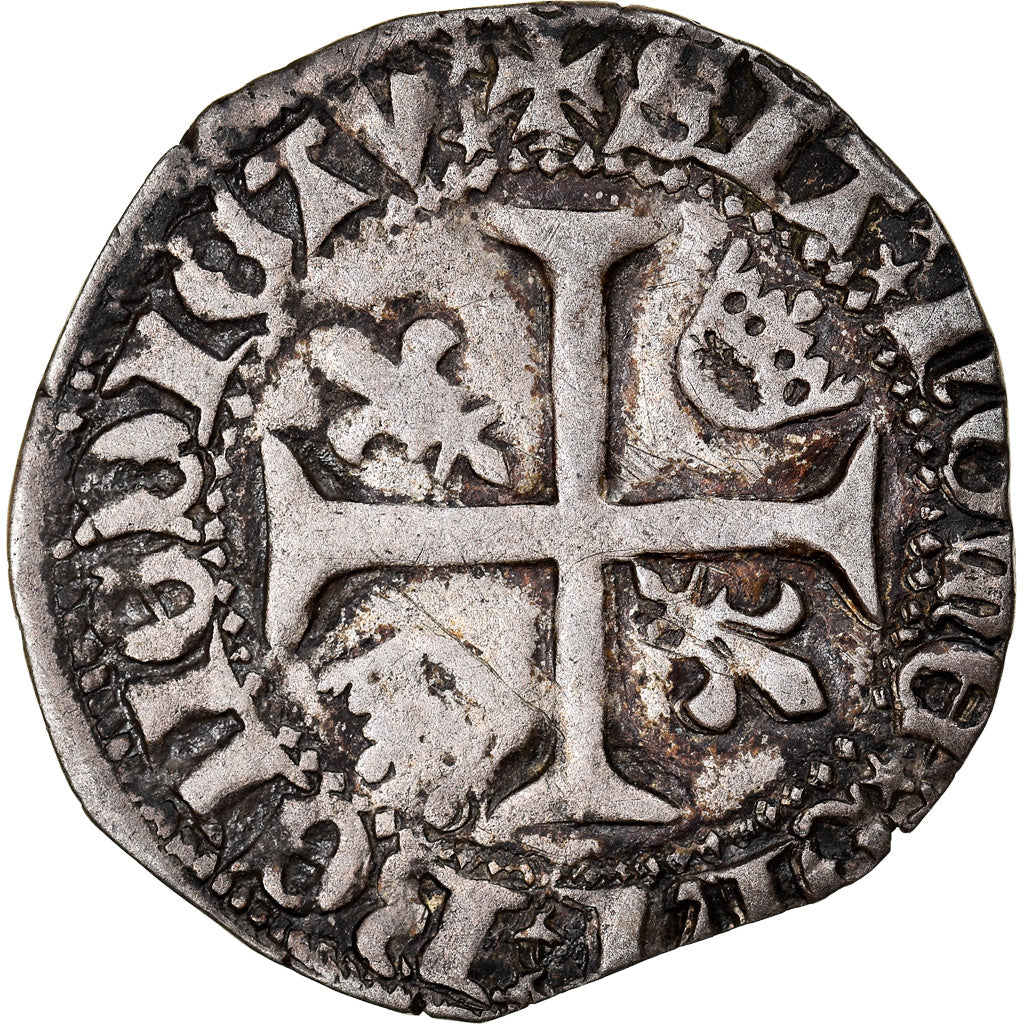 Monnaie, France, Charles VII, Blanc aux lis accotés, Tours, TTB, Billon
