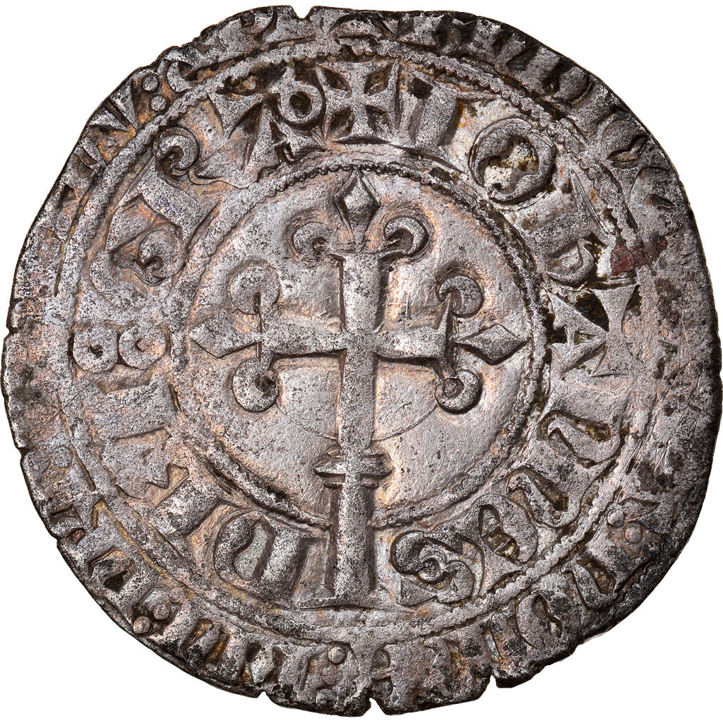 Munten, Frankrijk, Jean II le Bon, Gros à la Couronne, 1358, ZF+, Billon