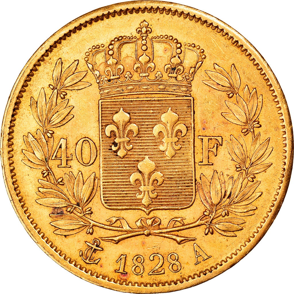 Munten, Frankrijk, Charles X, 40 Francs, 1828, Paris, ZF+, Goud, KM:721.1
