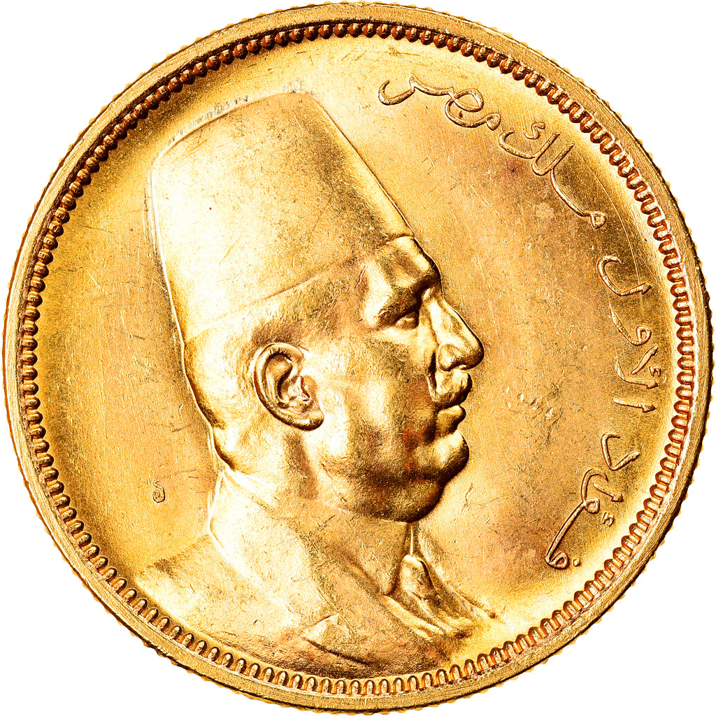 Coin, Egypt, Fuad I, 100 Piastres, 1922, British Royal Mint, AU(55-58), Gold