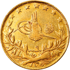 Coin, Turkey, Muhammad V, 100 Kurush, 1917, Qustantiniyah, EF(40-45), Gold