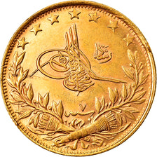 Coin, Turkey, Muhammad V, 100 Kurush, 1915, Qustantiniyah, AU(55-58), Gold