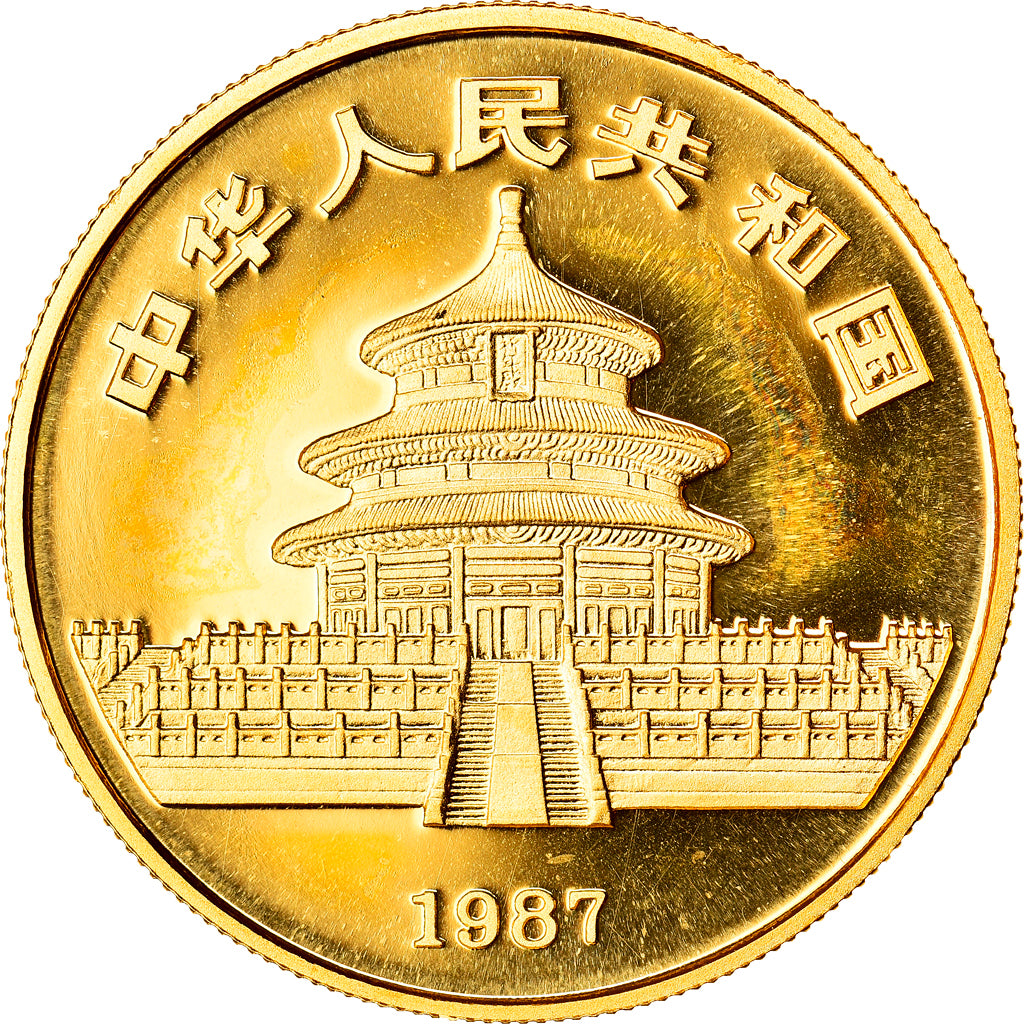 Coin, CHINA, PEOPLE'S REPUBLIC, Panda, 100 Yüan, 1987, 1 Oz, MS(65-70), Gold