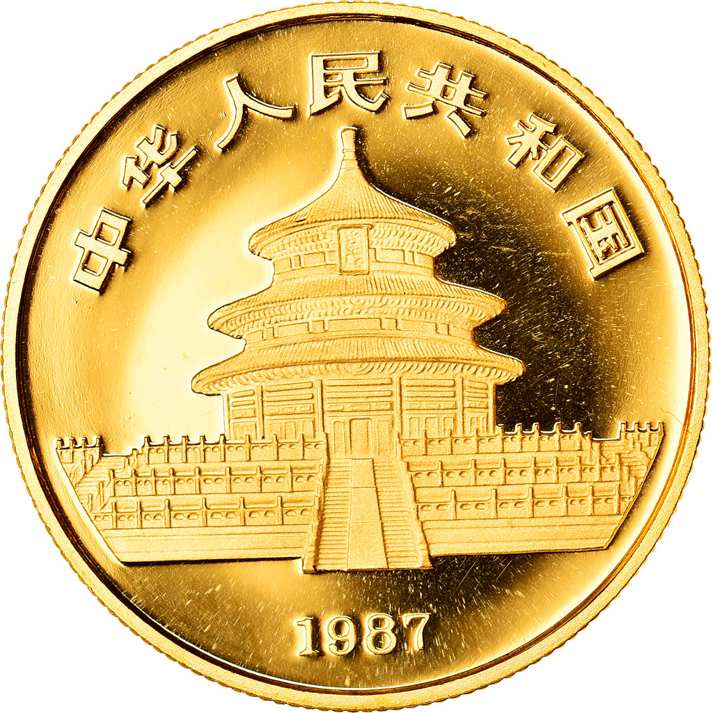 Moneda, CHINA, REPÚBLICA POPULAR, Panda, 50 Yuan, 1987, 1/2 Oz, FDC, Oro