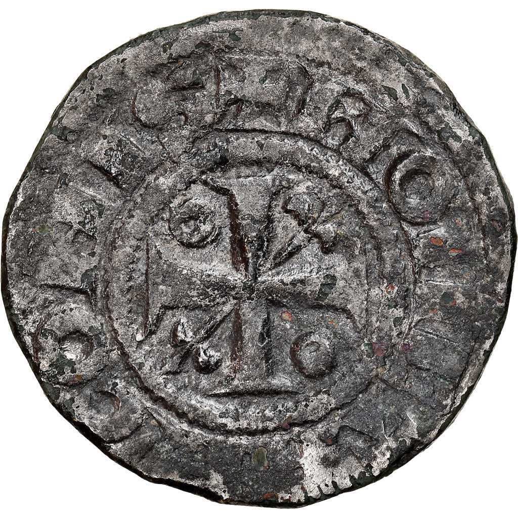 Moneta, Francia, Bourgogne, Hugues IV, Denarius, 1218-1272, Châlon, BB