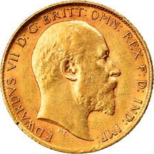 Moneda, Gran Bretaña, Edward VII, 1/2 Sovereign, 1909, London, EBC, Oro, KM:804