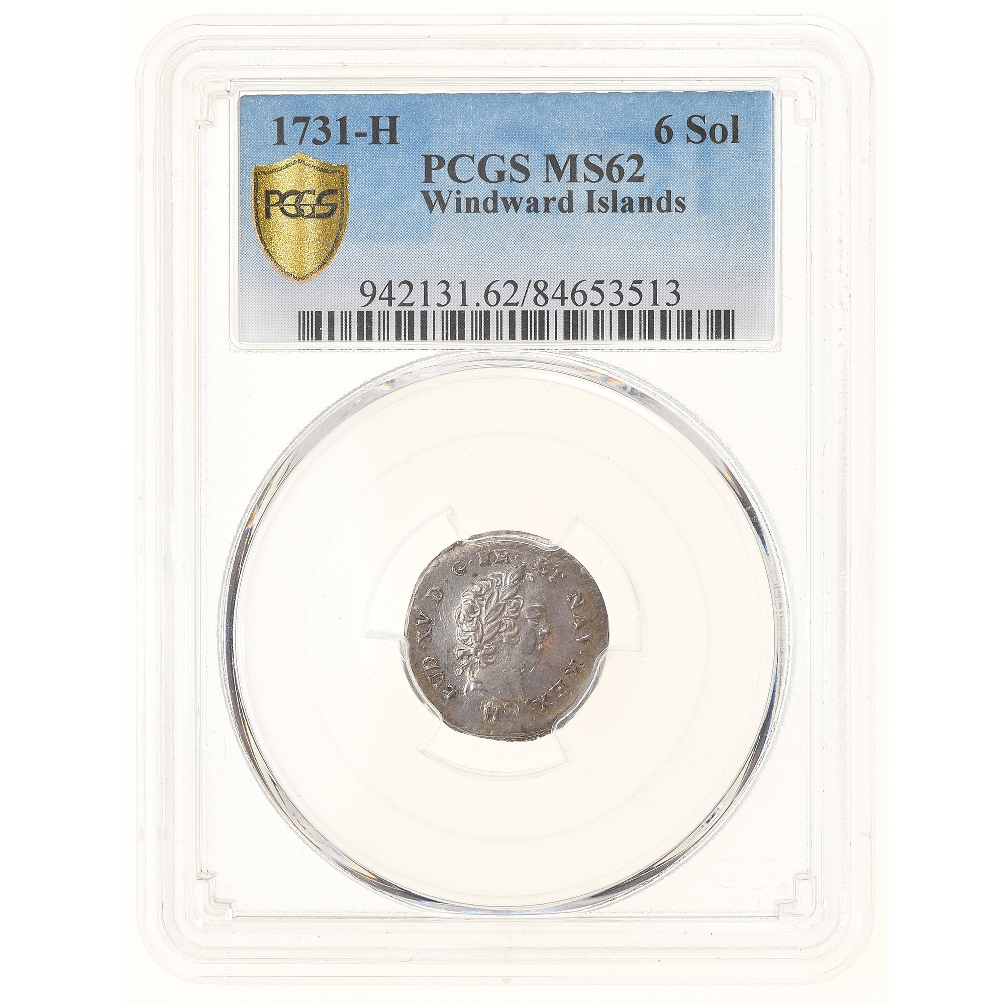 Moneta, Isole Windward, Louis XV, 6 Sols, 1731, La Rochelle, PCGS, MS62, SPL