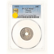 Coin, France, Lindauer, 10 Centimes, 1933, Paris, PCGS, MS67, MS(65-70)