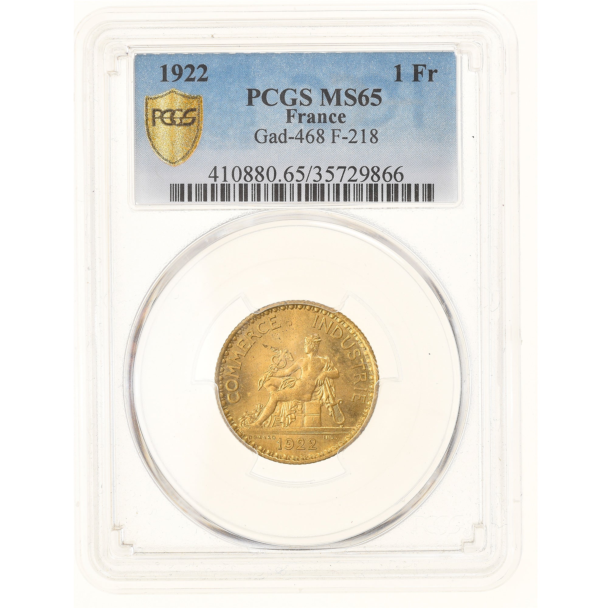 Münze, Frankreich, Chambre de commerce, Franc, 1922, Paris, PCGS, MS65, STGL
