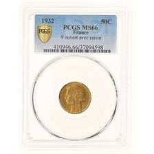 Monnaie, France, Morlon, 50 Centimes, 1932, PCGS, MS66, FDC, Aluminum-Bronze