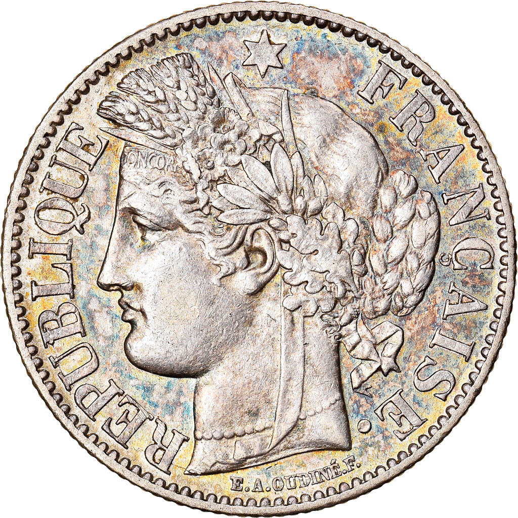 Coin, France, Cérès, 2 Francs, 1887, Paris, AU(55-58), Silver, KM:817.1
