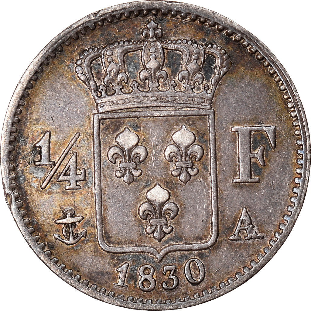 Coin, France, Charles X, 1/4 Franc, 1830, Paris, AU(55-58), Silver, KM:722.1