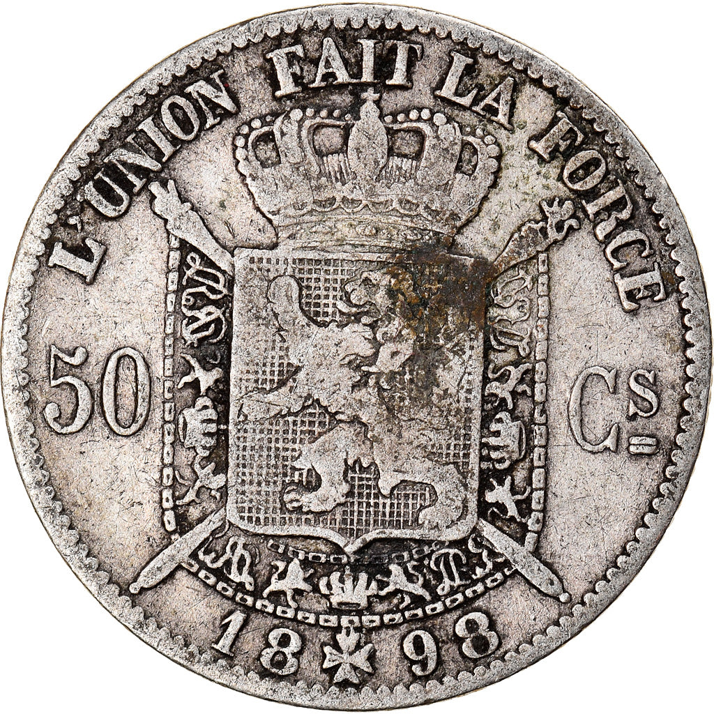 Coin, Belgium, Leopold II, 50 Centimes, 1898, VF(20-25), Silver, KM:26