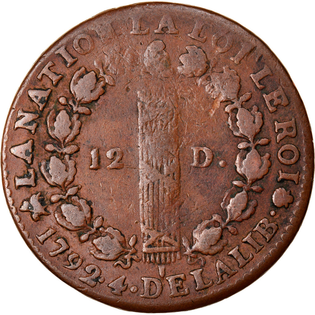 Coin, France, Louis XVI, 12 deniers françois, 12 Deniers, 1792, Rouen