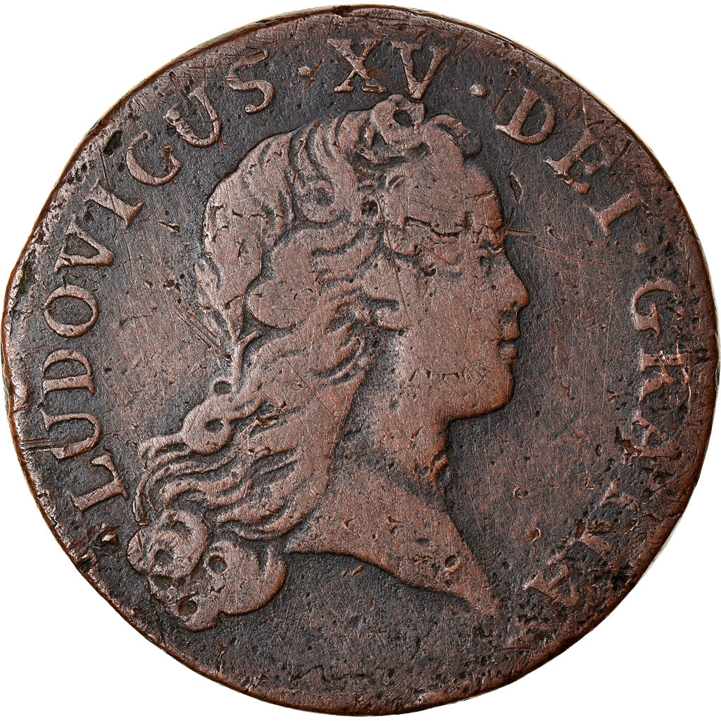 Coin, France, Louis XV, Sol au buste enfantin, Sol, 1719, Rouen, VF(30-35)