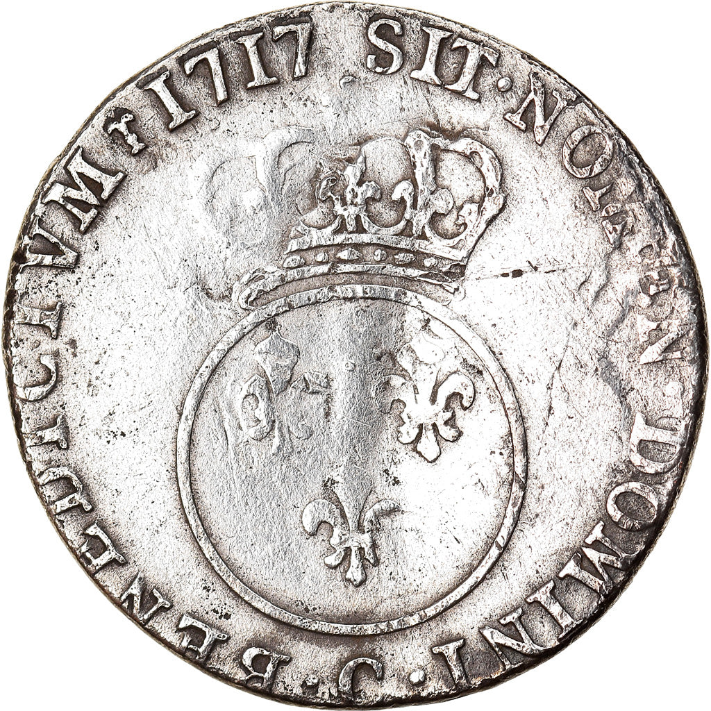 Monnaie, France, Louis XV, 1/10 Écu vertugadin, 1717, Caen, TB, Argent
