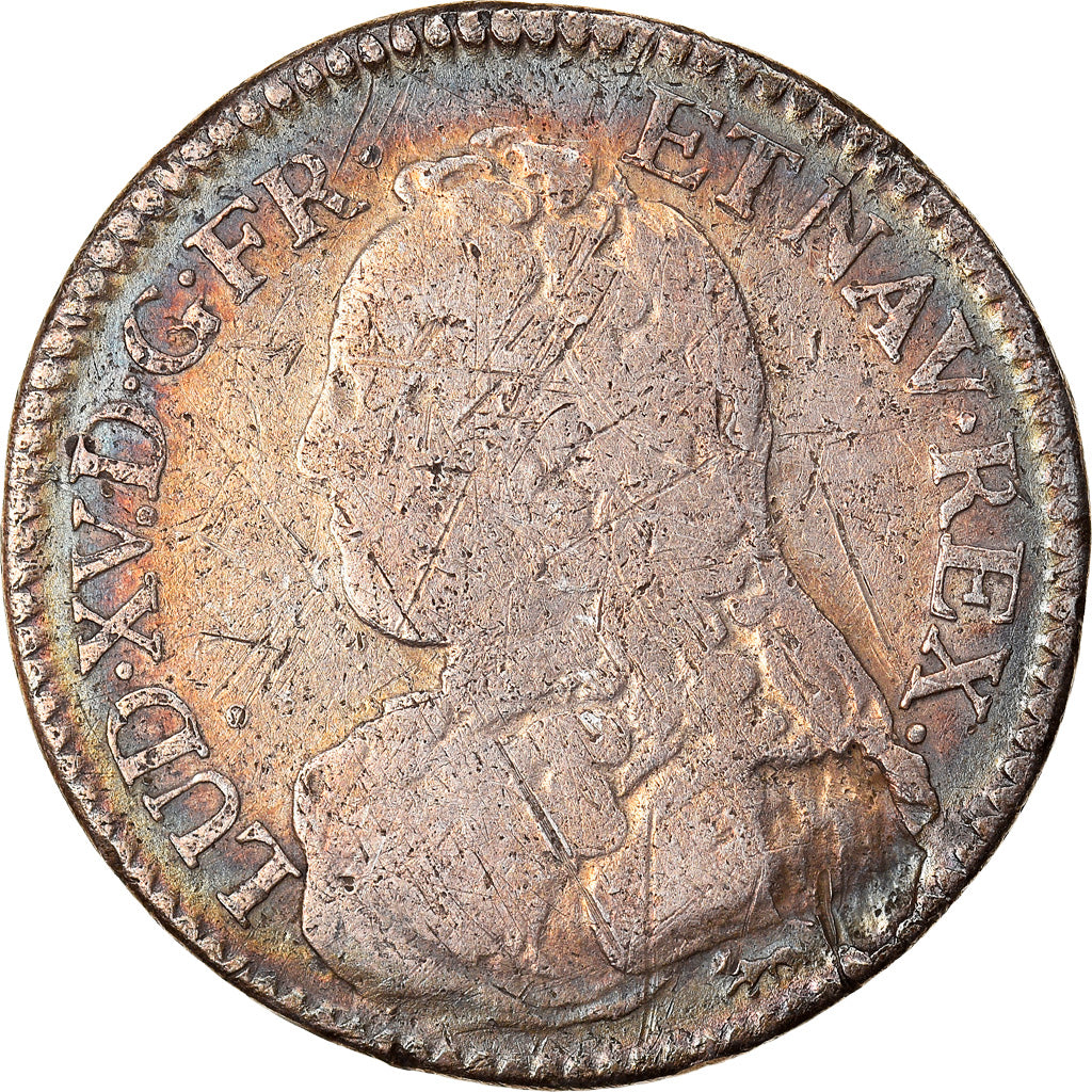 Monnaie, France, Louis XV, 1/5 Écu aux branches d'olivier, 24 Sols, 1/5 ECU