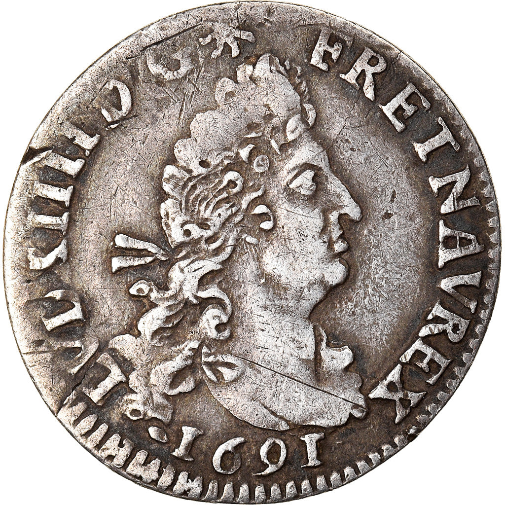 Münze, Frankreich, Louis XIV, 4 Sols aux 2 L, 4 Sols 2 Deniers, 1691, Rouen