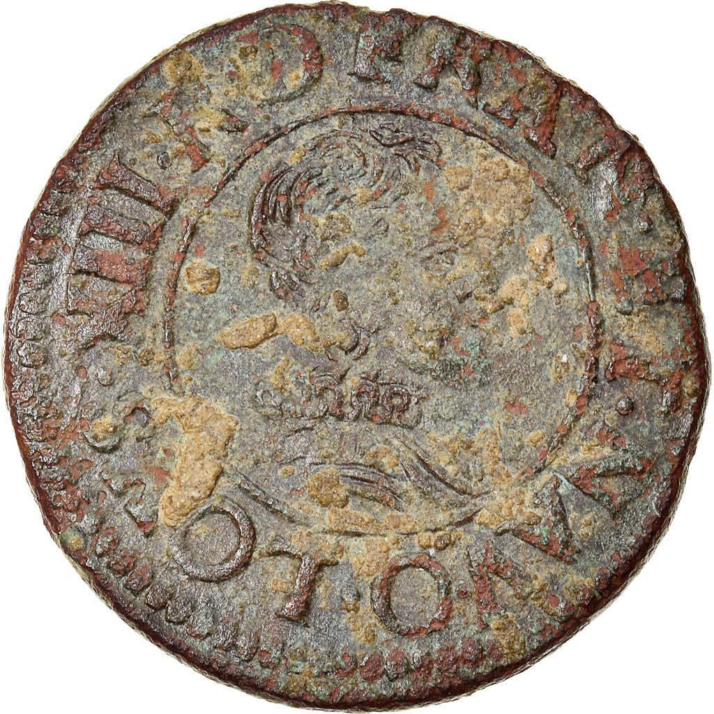 Münze, Frankreich, Louis XIII, Double tournois, buste juvénile, Double