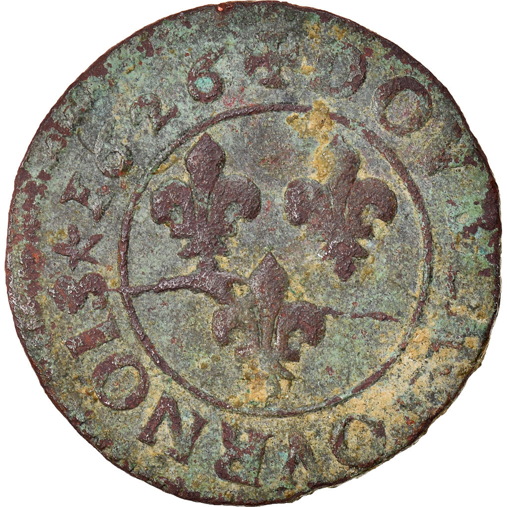 Münze, Frankreich, Louis XIII, Double tournois, buste juvénile, Double