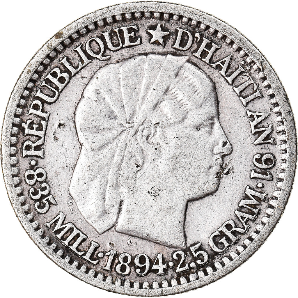 Coin, Haiti, 10 Centimes, 1894, Paris, EF(40-45), Silver, KM:44