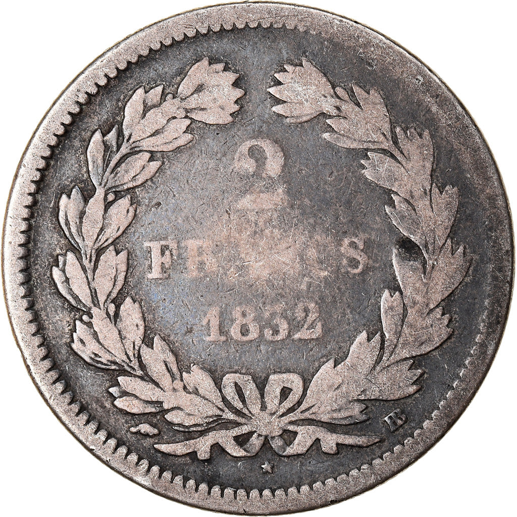 Munten, Frankrijk, Louis-Philippe, 2 Francs, 1832, Strasbourg, ZG+, Zilver