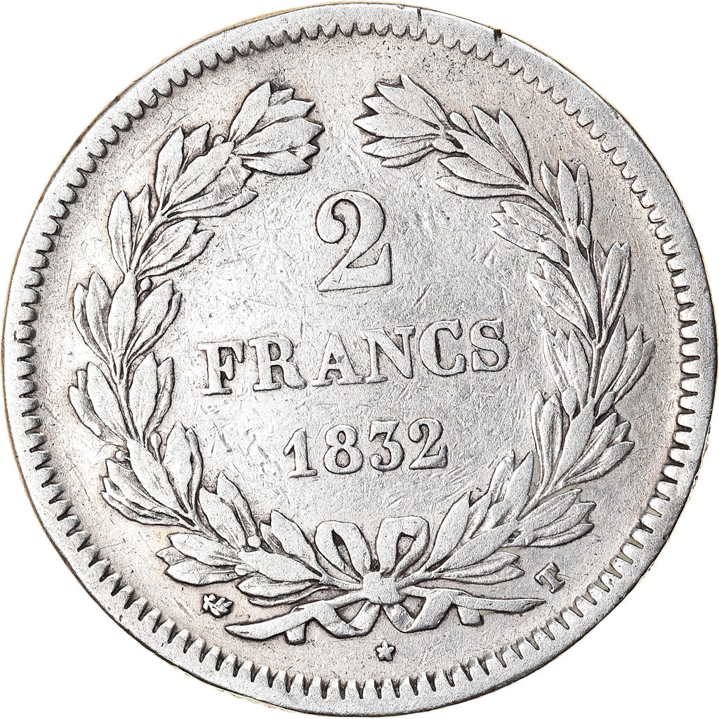 Coin, France, Louis-Philippe, 2 Francs, 1832, Nantes, VF(30-35), Silver