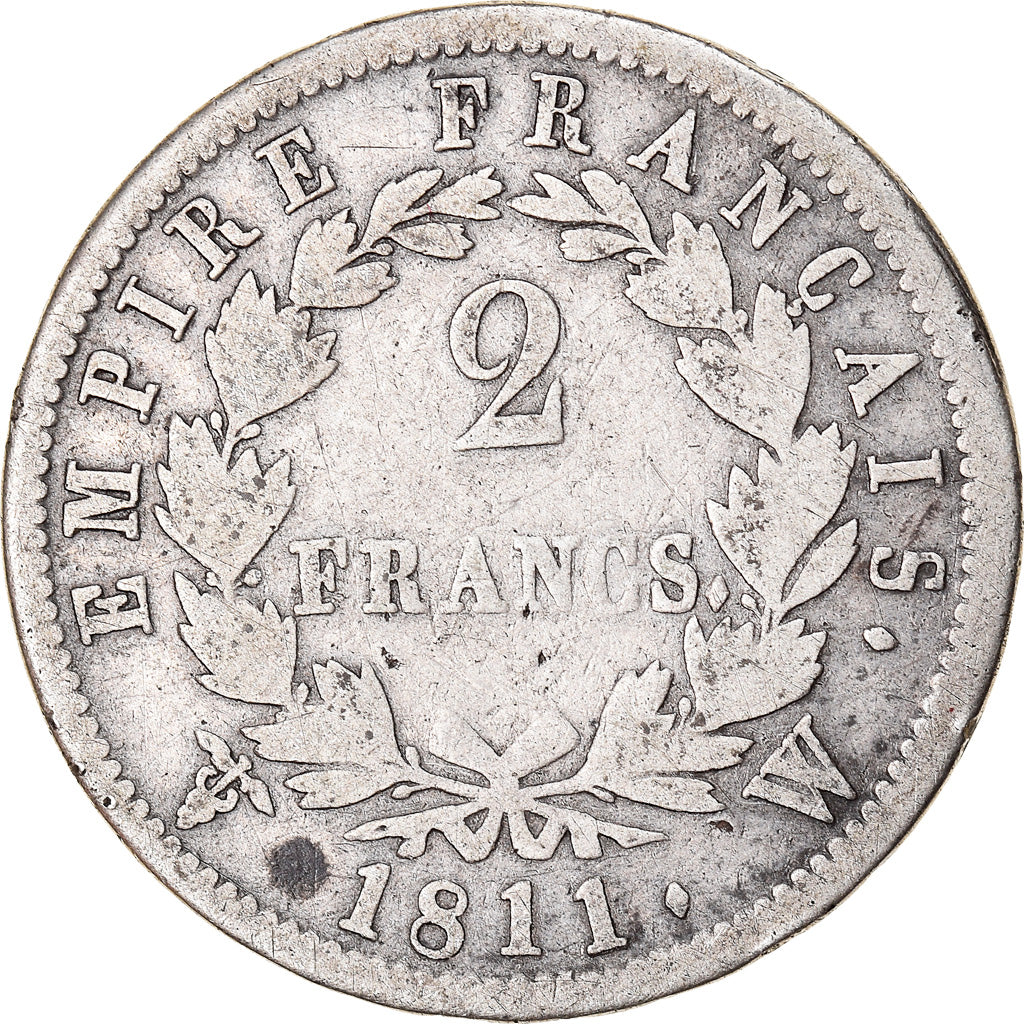Münze, Frankreich, Napoléon I, 2 Francs, 1811, Lille, S, Silber, KM:693.15