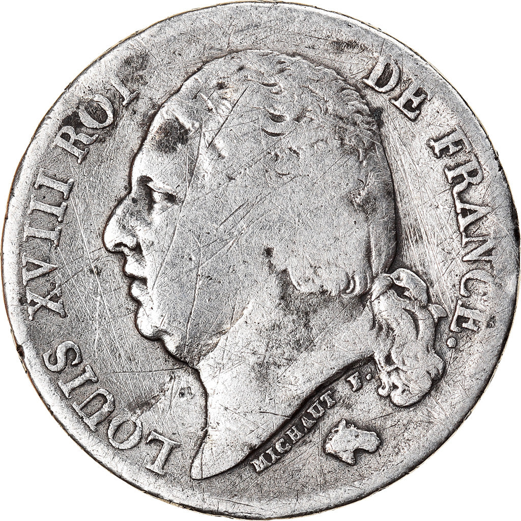 Coin, France, Louis XVIII, Louis XVIII, Franc, 1824, Lille, F(12-15), Silver