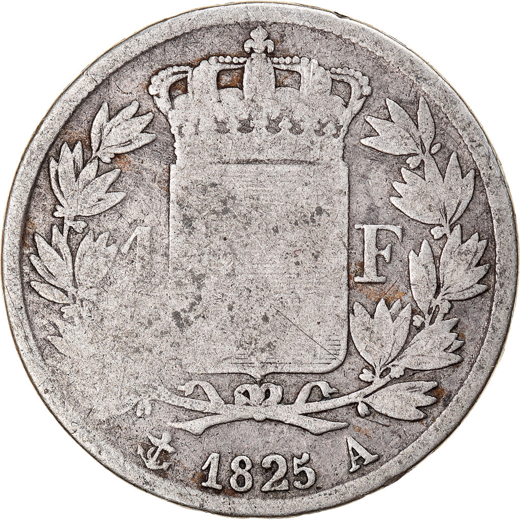 Coin, France, Charles X, Franc, 1825, Paris, VG(8-10), Silver, KM:724.1