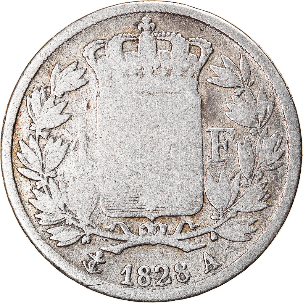 Coin, France, Charles X, Franc, 1828, Paris, VG(8-10), Silver, KM:724.1