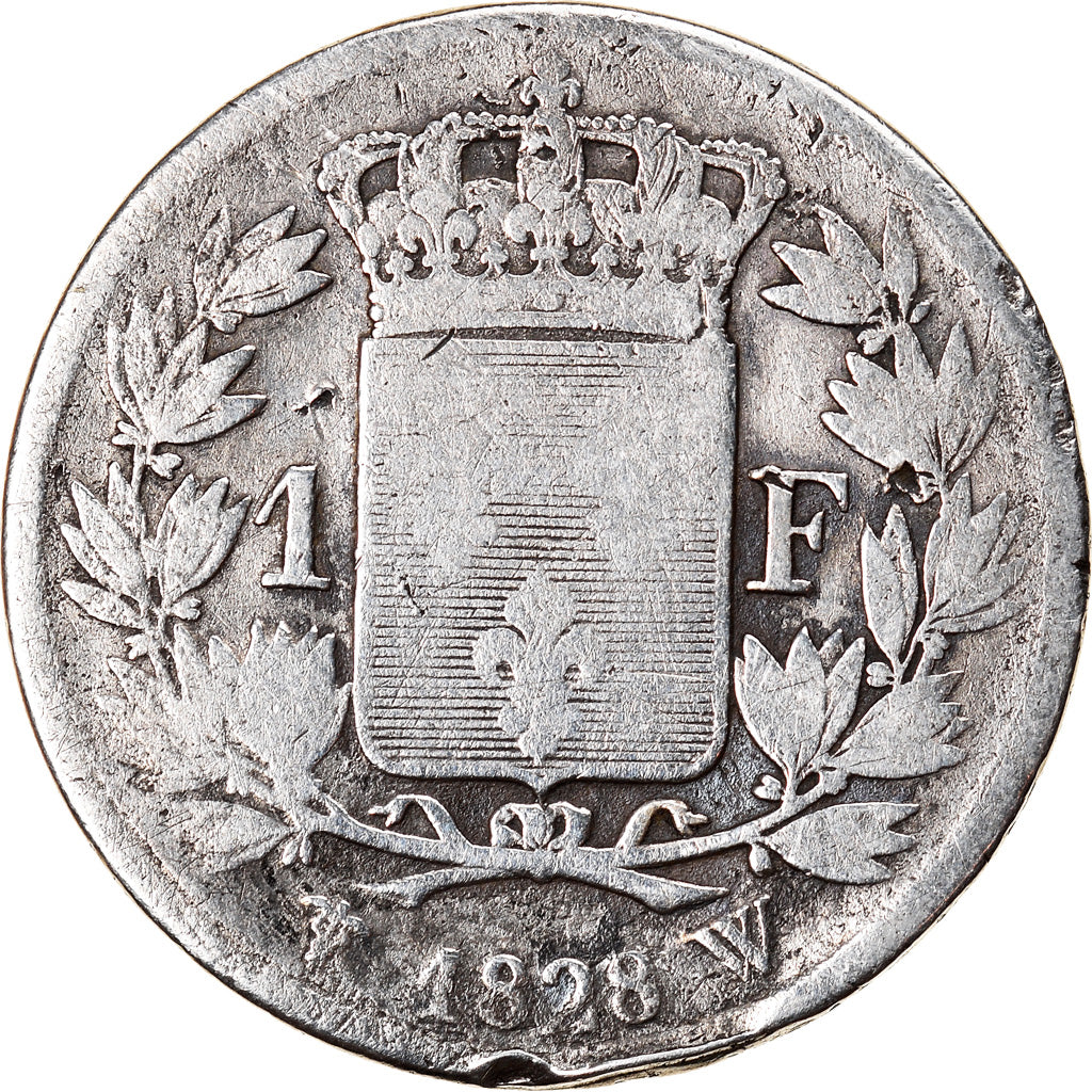 Moneta, Francja, Charles X, Franc, 1828, Lille, F(12-15), Srebro, KM:724.13