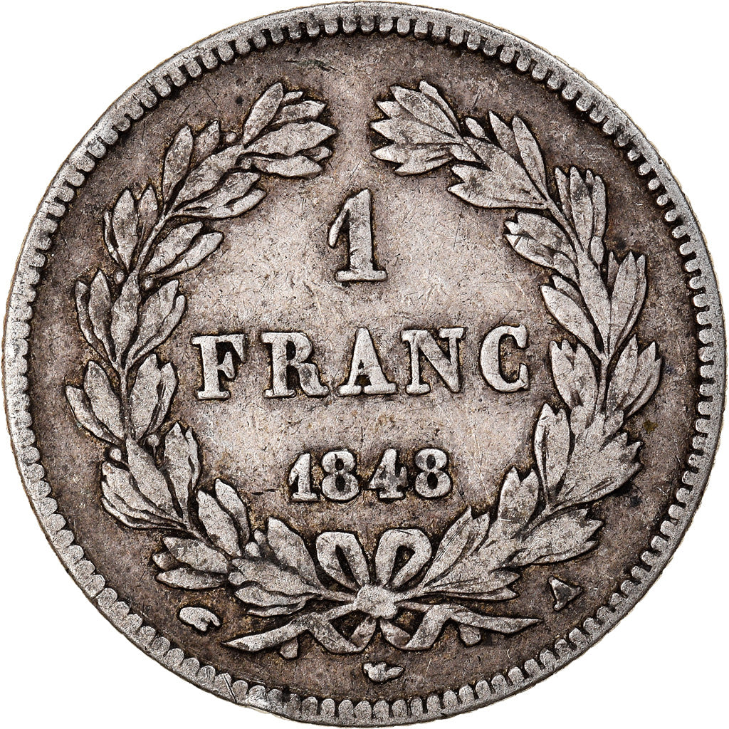 Coin, France, Louis-Philippe, Franc, 1848, Paris, VF(20-25), Silver, KM:748.1