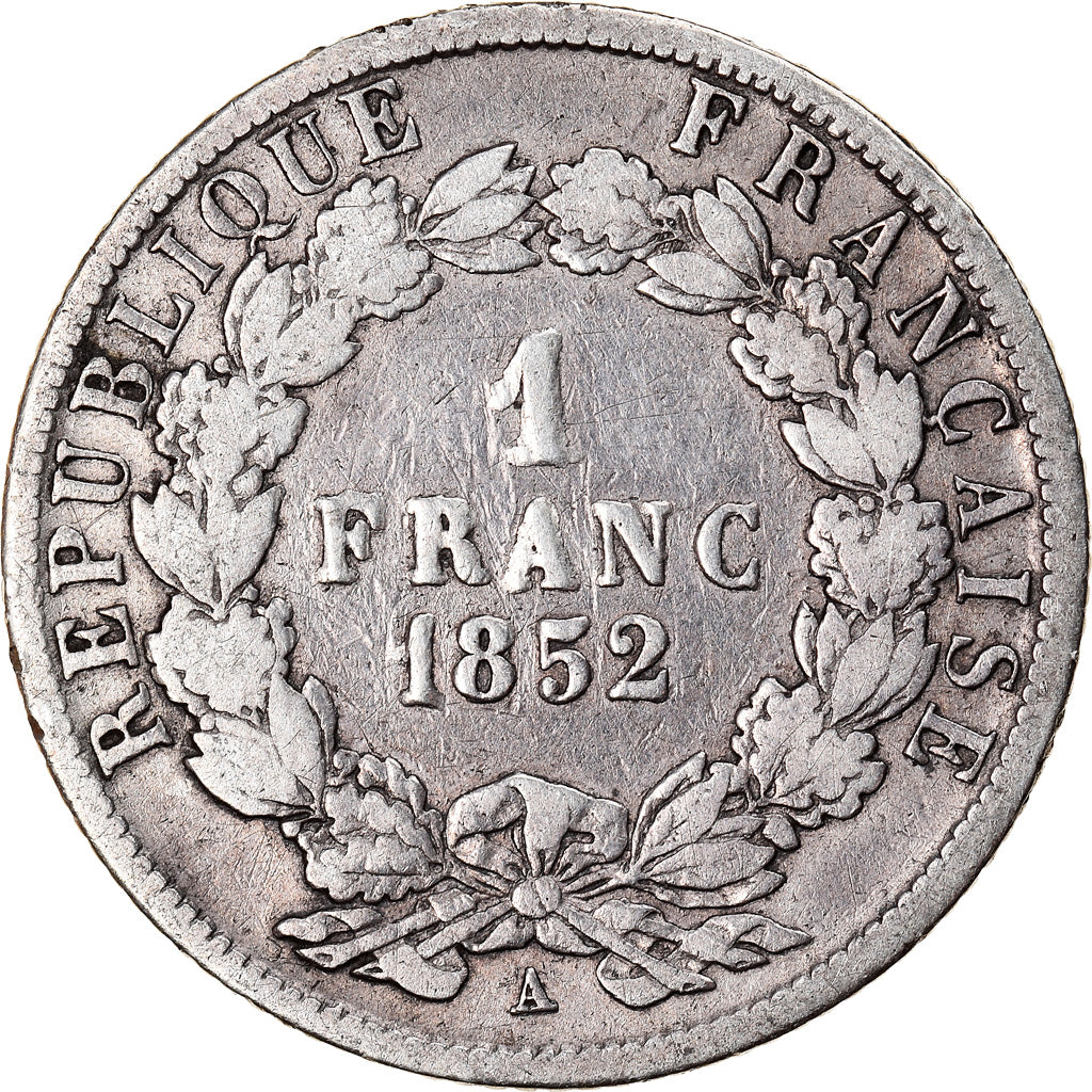 Coin, France, Napoleon III, Napoléon III, Franc, 1852, Paris, F(12-15), Silver