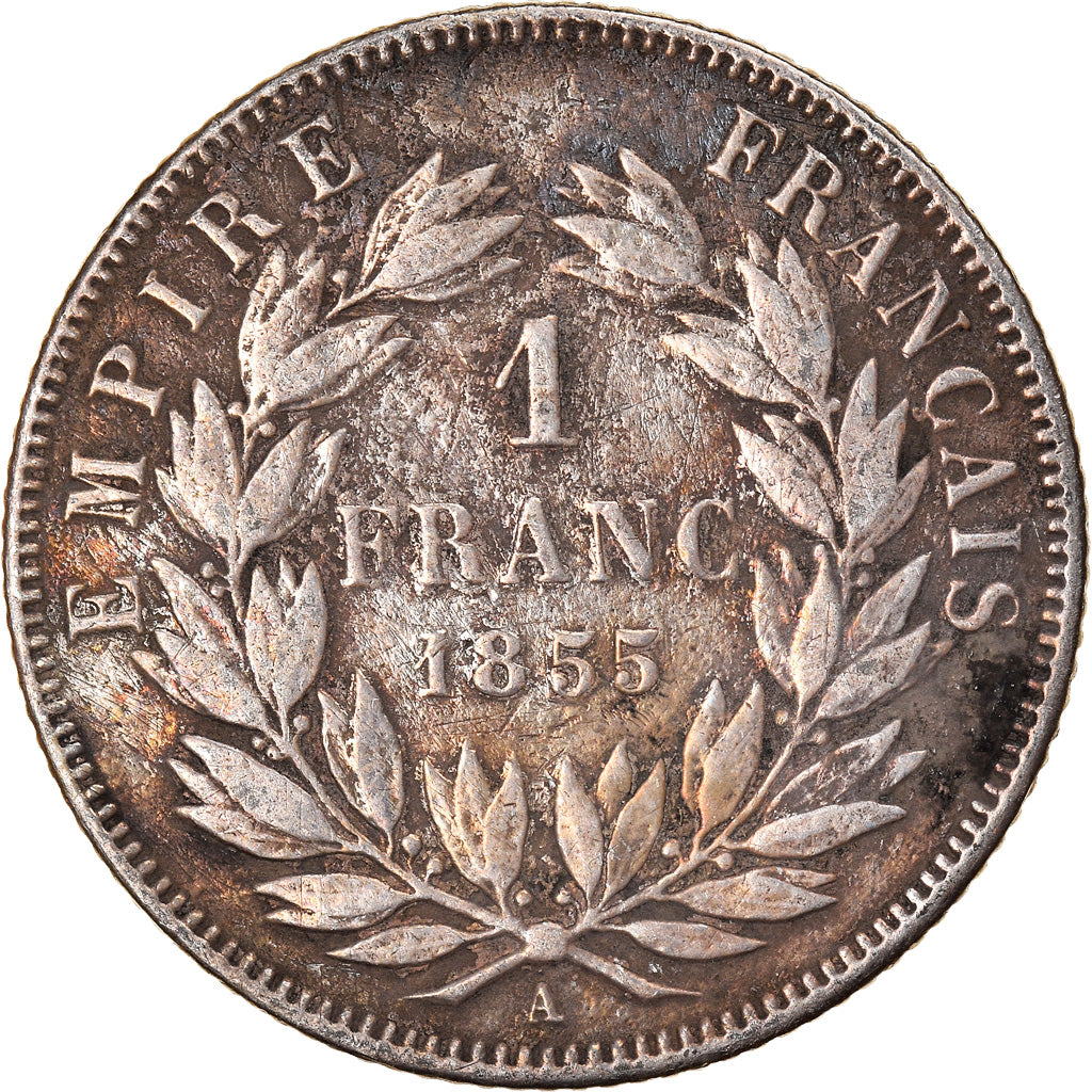 Coin, France, Napoleon III, Napoléon III, Franc, 1855, Paris, F(12-15), Silver