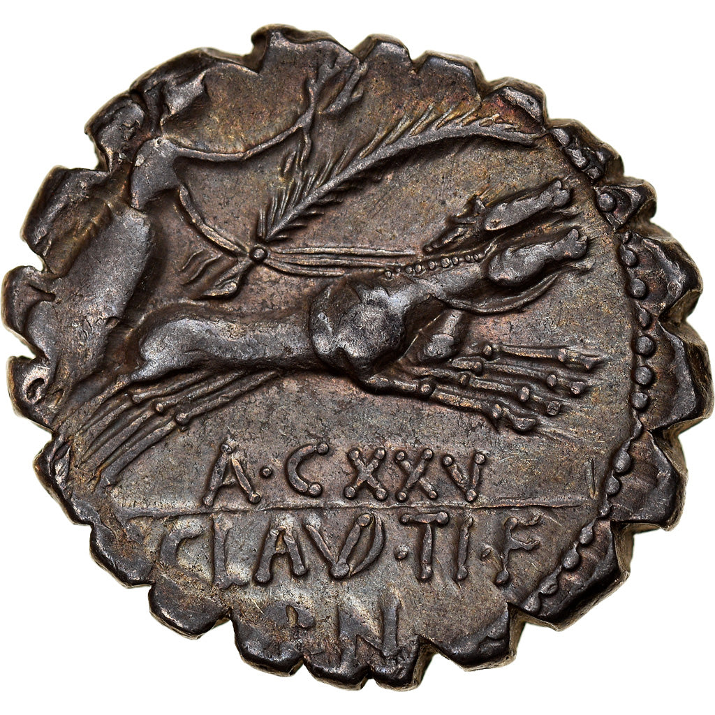 Coin, Claudius, Denarius Serratus, 79 BC, Rome, AU(55-58), Silver