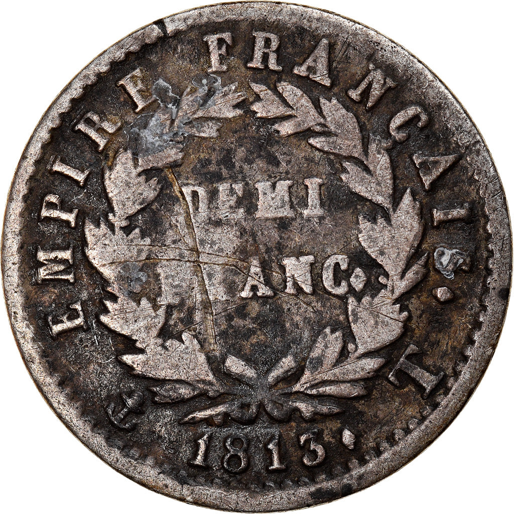 Moneta, Francia, Napoléon I, 1/2 Franc, 1813, Nantes, B, Argento, KM:691.13