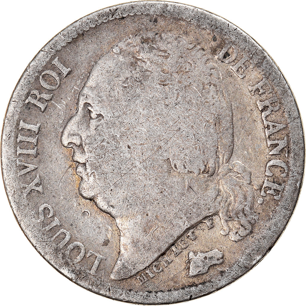 Coin, France, Louis XVIII, Louis XVIII, 1/2 Franc, 1822, Paris, F(12-15)