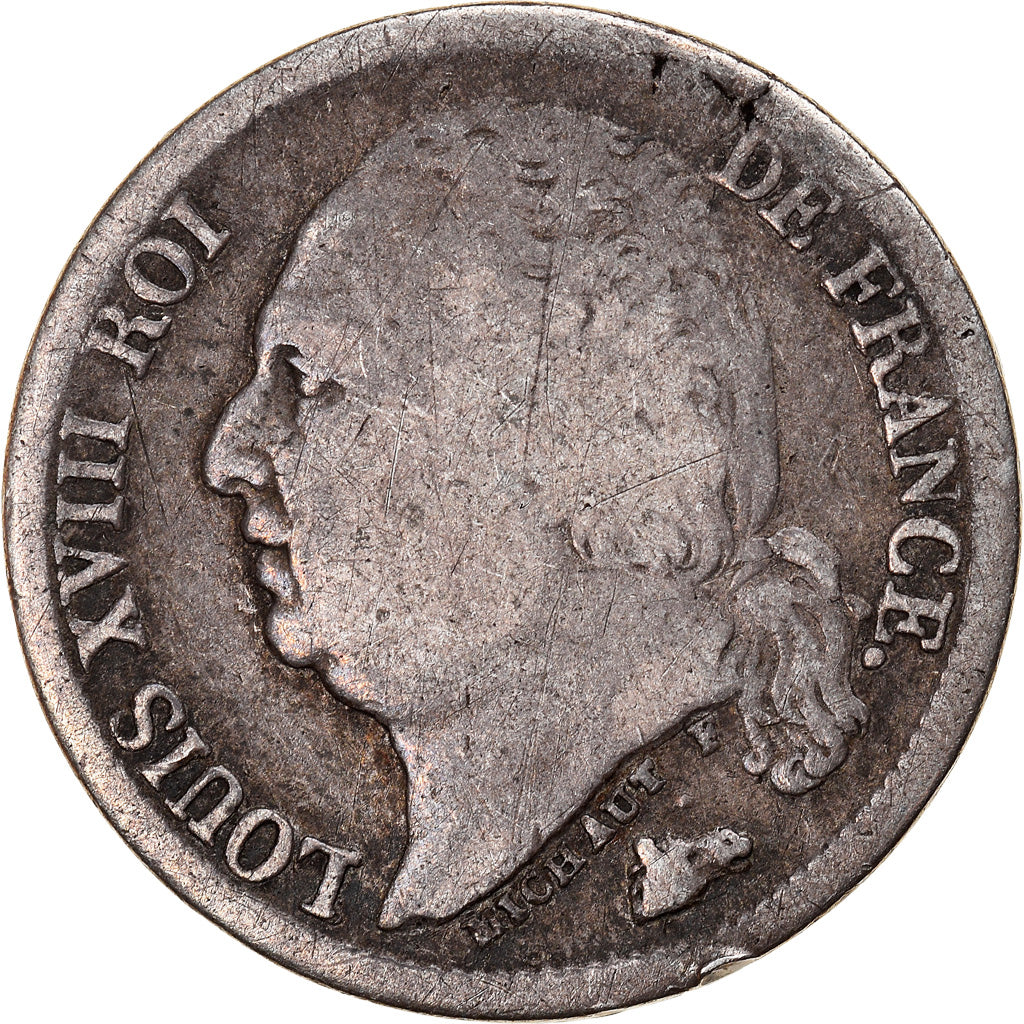 Coin, France, Louis XVIII, 1/2 Franc, 1824, Perpignan, VF(20-25), Silver