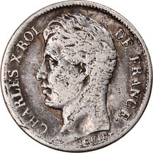 Münze, Frankreich, Charles X, 1/2 Franc, 1827, Paris, SGE+, Silber, KM:723.1