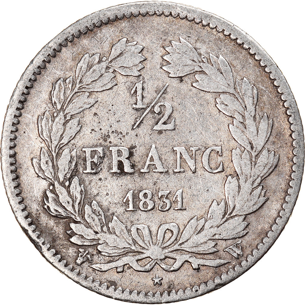 Coin, France, Louis-Philippe, 1/2 Franc, 1831, Lille, VF(20-25), Silver