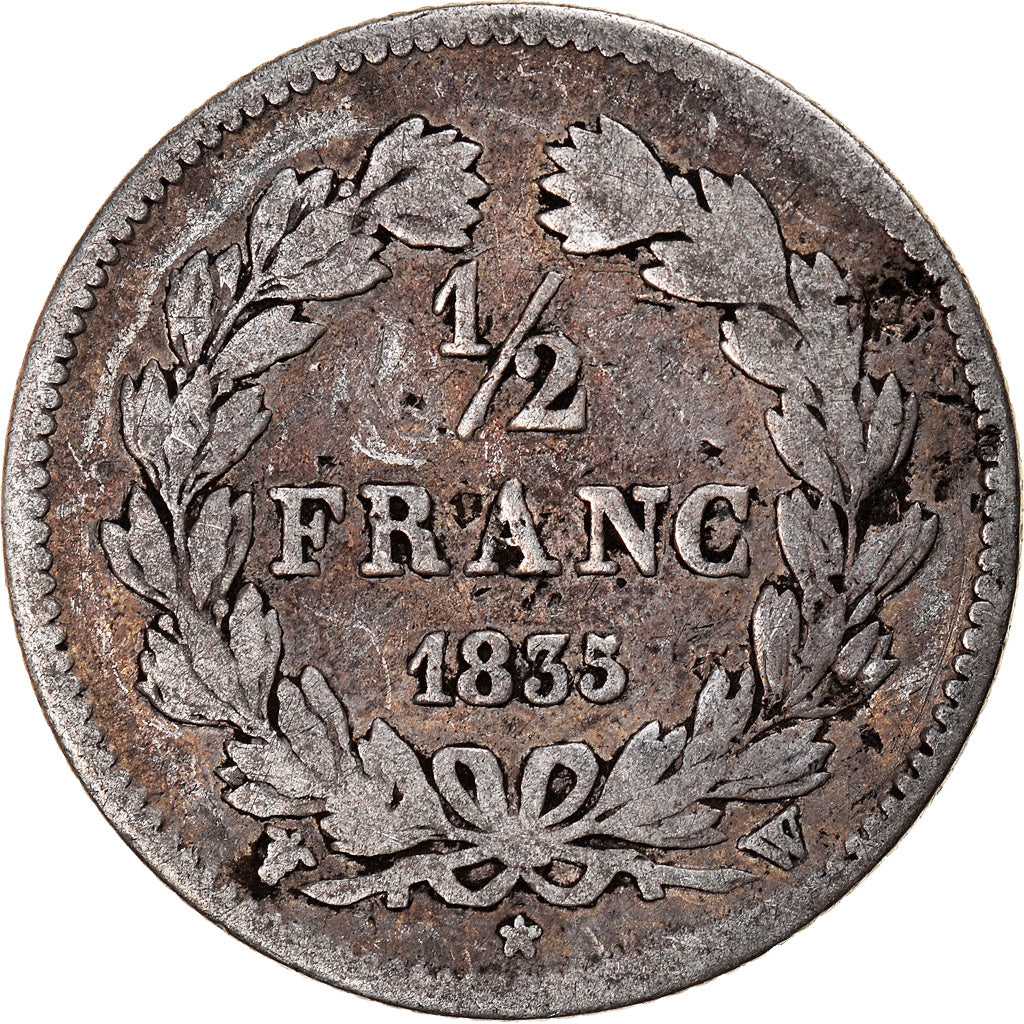 Coin, France, Louis-Philippe, 1/2 Franc, 1835, Lille, F(12-15), Silver