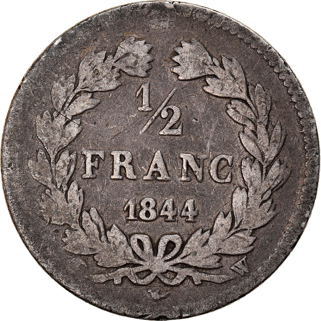 Moneta, Francia, Louis-Philippe, 1/2 Franc, 1844, Lille, MB, Argento, KM:741.13