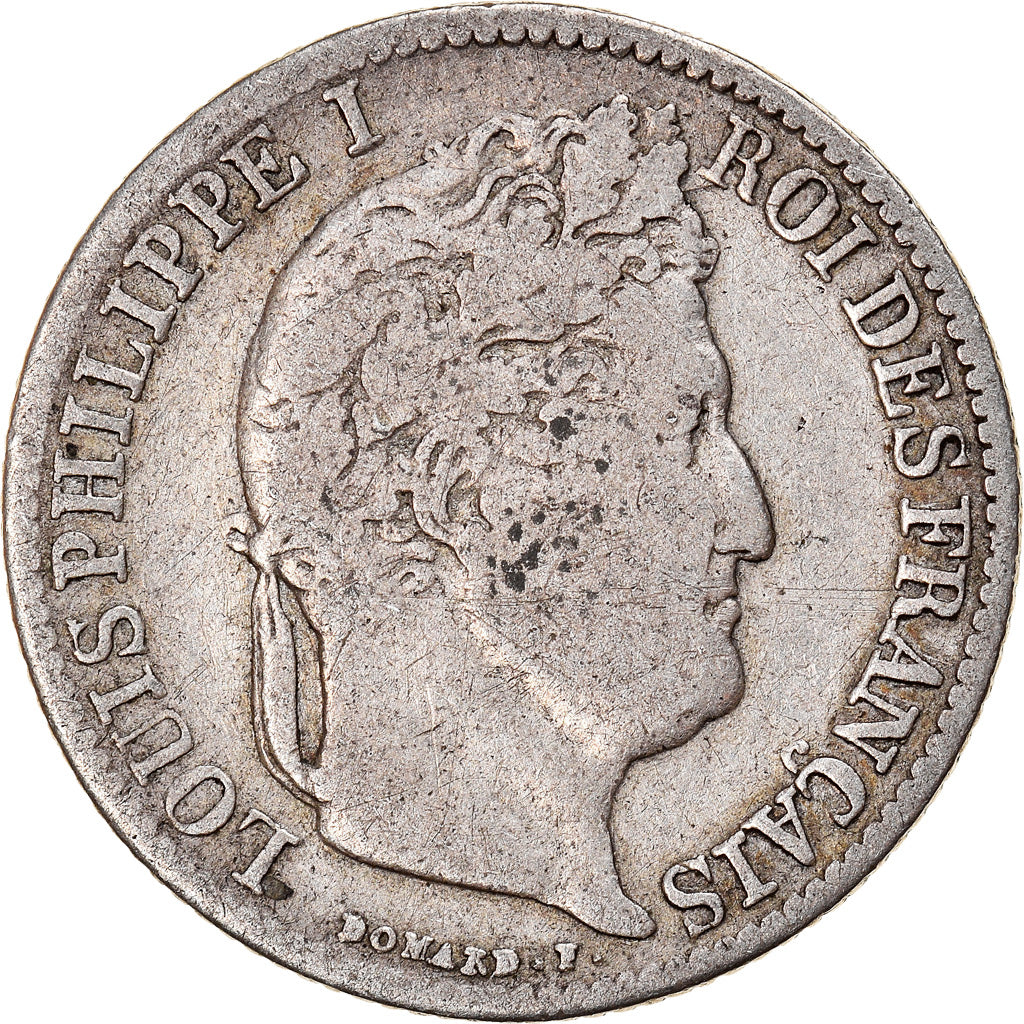 Moneta, Francia, Louis-Philippe, 1/2 Franc, 1845, Rouen, MB, Argento, KM:741.2