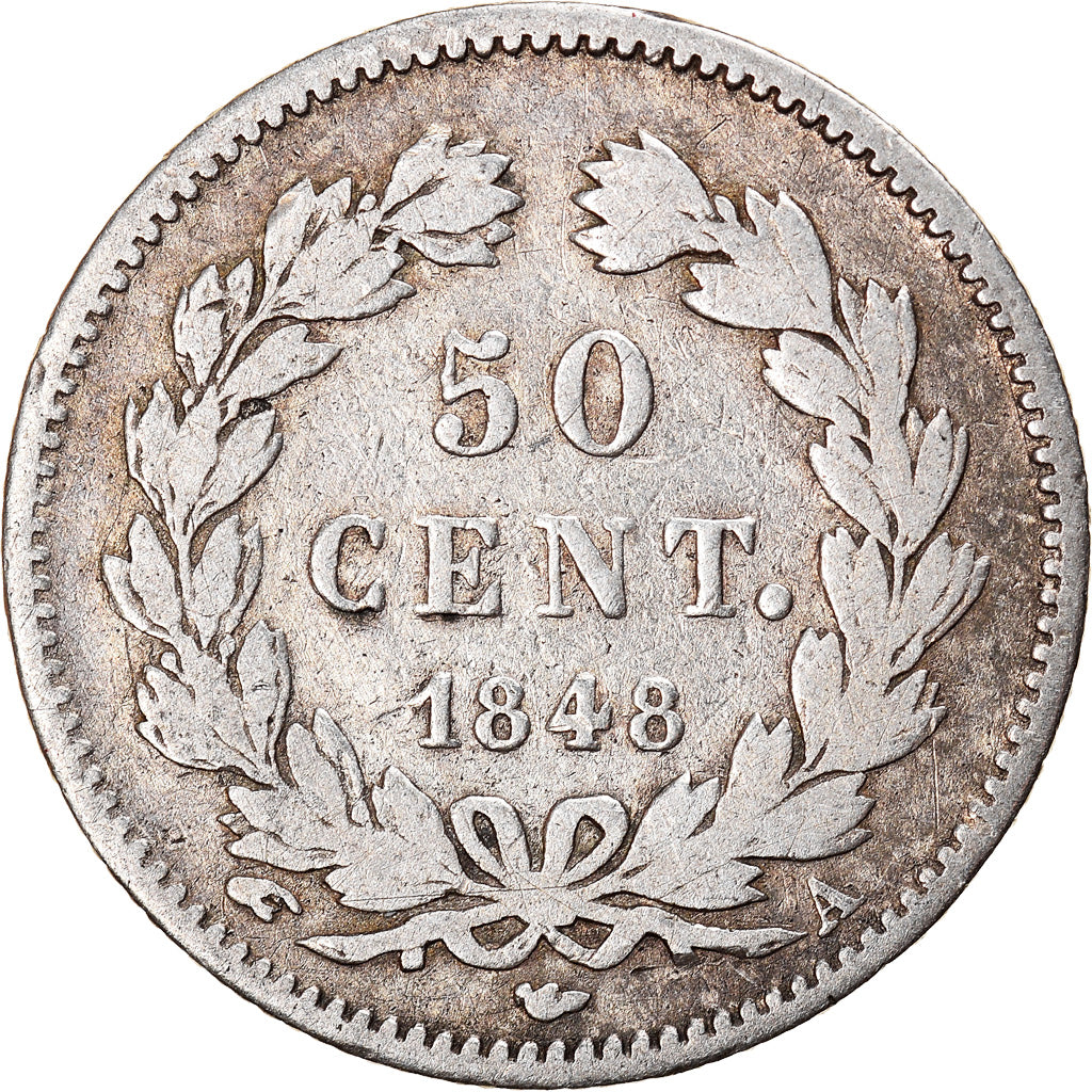 Coin, France, Louis-Philippe, 50 Centimes, 1848, Paris, F(12-15), Silver