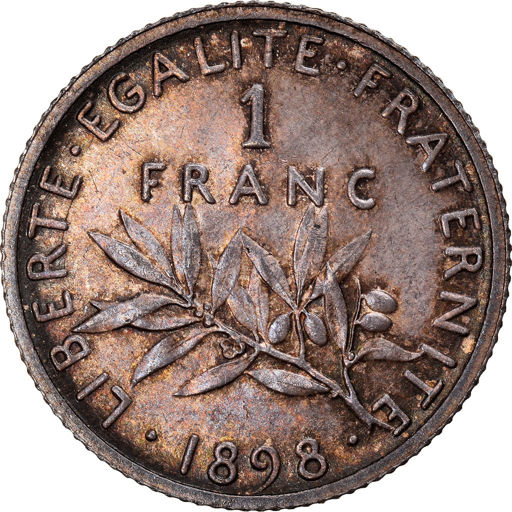 Coin, France, Semeuse, Franc, 1898, Paris, MS(60-62), Silver, KM:844.1