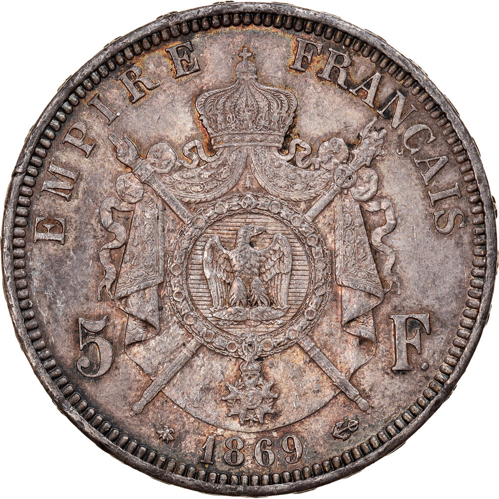 Munten, Frankrijk, Napoleon III, Napoléon III, 5 Francs, 1869, Paris, PR