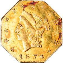 Moneda, Estados Unidos, California, 1/2 Dollar Liberty, 50 Cents, 1874, BC+, Oro