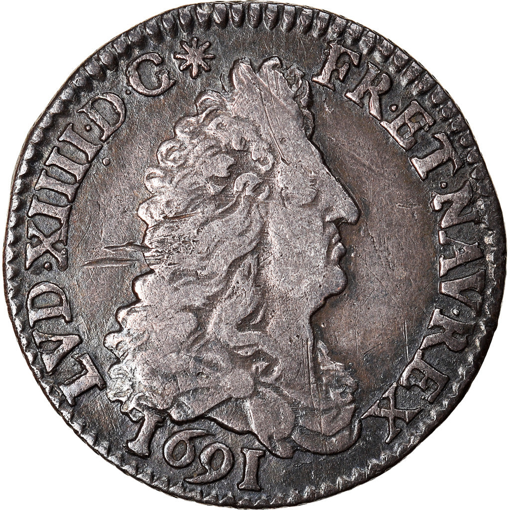 Moneta, Francia, Louis XIV, 1/12 Écu aux 8 L, 1/12 ECU, 10 Sols, 1691, Paris